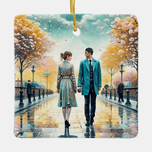 Ornamento De Cerâmica O Destino Nos Juntou (Frente)