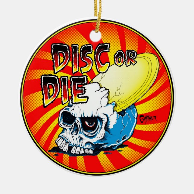 Ornamento De Cerâmica O disco ou morre (Frente)