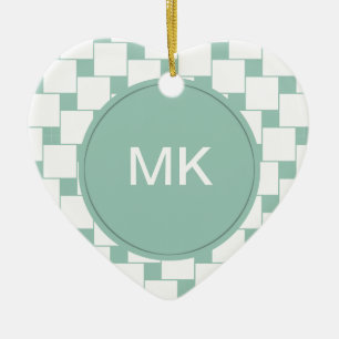 Ornamento De Cerâmica O divertimento tecido esquadra o verde da hortelã