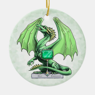 Ornamento De Cerâmica O Dragão Birthstone de May: Ornament Emerald