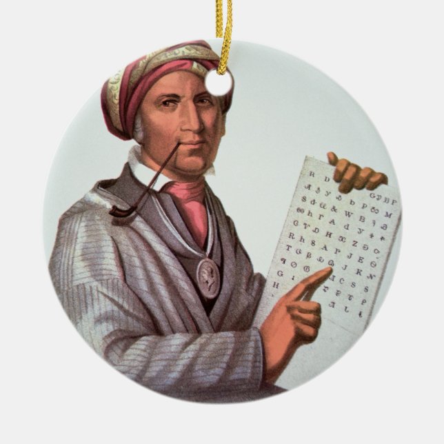 Ornamento De Cerâmica O erudito Cherokee, Sequoyah (1776-1843) (cor (Frente)