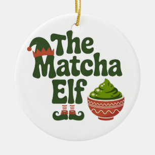 Ornamento De Cerâmica O Fada Matcha Piada Natal Amantes de Bebidas Match