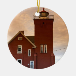 Ornamento De Cerâmica O Farol de Two Harbors com vista para a Baía de Ag