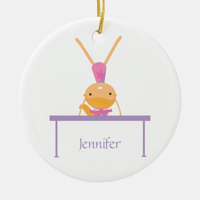 Ornamento De Cerâmica O feixe de equilíbrio personalizado da ginástica (Frente)