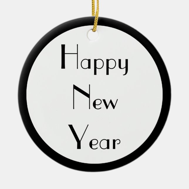 Ornamento De Cerâmica O feliz ano novo (Frente)