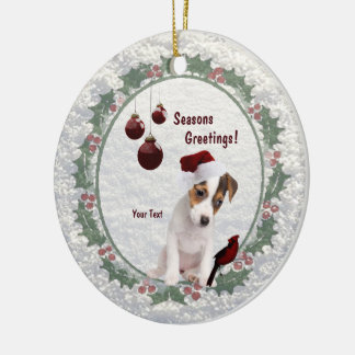 Ornamento De Cerâmica O filhote de cachorro customizável de Jack Russell