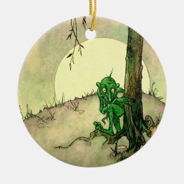 Ornamento De Cerâmica "O Gnome" por Marjorie Miller (Frente)