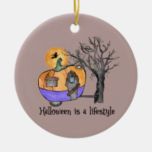 Ornamento De Cerâmica O Halloween É Um Estilo De Vida   Camper   Reboque