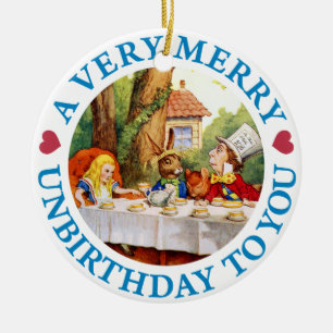 Ornamento De Cerâmica O Hatter louco deseja a Alice um Unbirthday muito