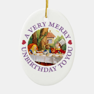 Ornamento De Cerâmica O Hatter louco diz-lhe um Unbirthday muito alegre!