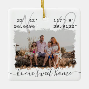 Ornamento De Cerâmica O "Home Sweet Home" DMS coordena a foto da família