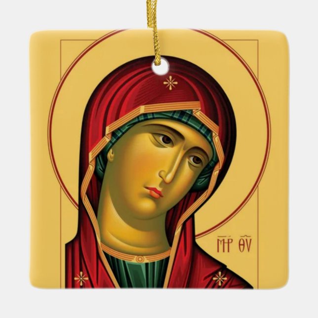 Ornamento De Cerâmica O Ícone Ortodoxo Theotokos (Virgem Maria) (Frente)