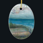 Ornamento De Cerâmica O indiano da cena de Beache balança a praia, arte<br><div class="desc">De " pintura acrílica da manhã do porto Scruggs" por Patricia Merewether.   Eu pintei este na casa de campo Fay de Roy,  porto de Scruggs,  indiano que as rochas encalham,  Florida.</div>