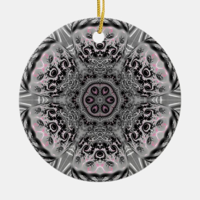 Ornamento De Cerâmica O Jardim Fractal de Prata (Frente)