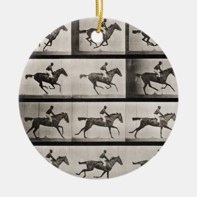 Ornamento De Cerâmica O jóquei em um cavalo de galope, chapeia 627 'do (Frente)