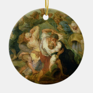 Ornamento De Cerâmica O Kermesse, detalhe dos camponeses que dançam,