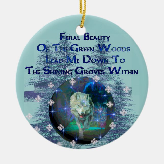 Ornamento De Cerâmica O lobo sonha presentes (Frente)