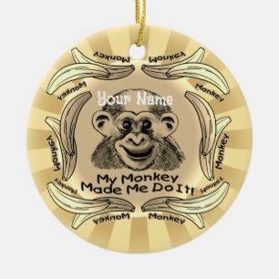Ornamento De Cerâmica O Macaco Me Fez Fazer Isso