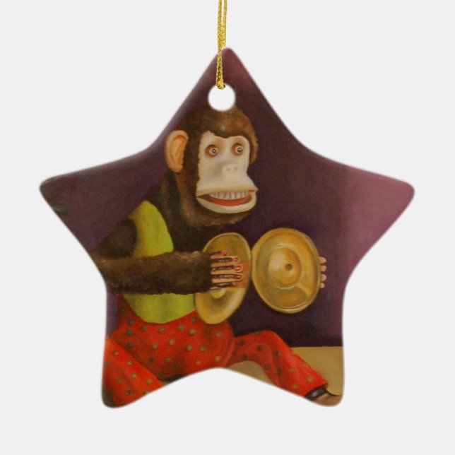 Ornamento De Cerâmica O macaco vê o macaco fazer (Frente)
