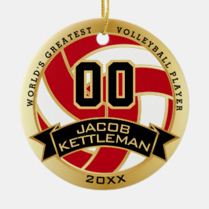 Ornamento De Cerâmica O maior jogador de voleibol do mundo, vermelho e D