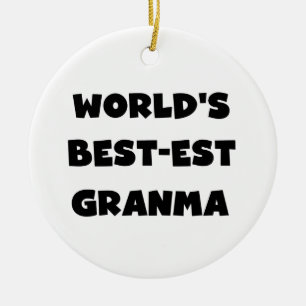 Ornamento De Cerâmica O Melhor-est Granma do mundo preto e branco
