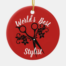 Ornamento De Cerâmica O melhor estilista do mundo com tesouras
