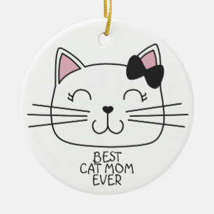 Ornamento De Cerâmica O melhor gato branco que a mãe já teve gatinho de