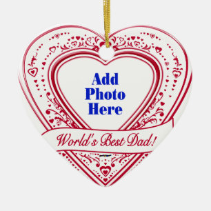 Ornamento De Cerâmica O melhor Pai do mundo! Foto de Corações Vermelhos