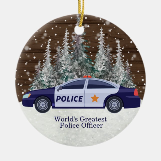 Ornamento De Cerâmica O melhor policial do mundo no Natal (Frente)
