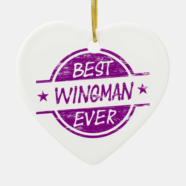 Ornamento De Cerâmica O melhor Wingman sempre roxo (Frente)