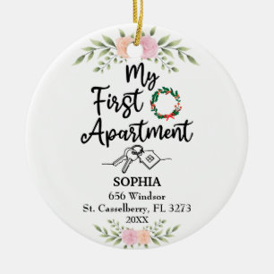 Ornamento De Cerâmica O Meu Primeiro Apartamento 2021 Com Flores De Aqua