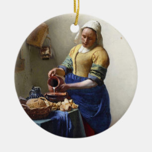 Ornamento De Cerâmica O Milkmaid, c.1658-60 (óleo em canvas)