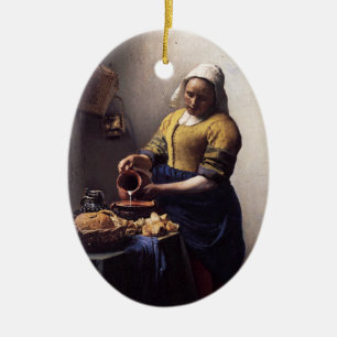 Ornamento De Cerâmica O Milkmaid por Johannes Vermeer