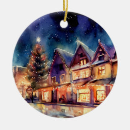Ornamento De Cerâmica O Natal chegou a aquarela comprar à noite