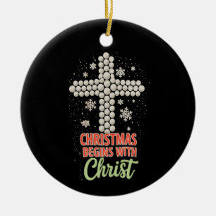 Ornamento De Cerâmica O Natal Começa Com Cristo Cristão Neve Xmas