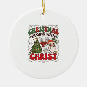 Ornamento De Cerâmica O Natal Começa Cristo Papai Noel Árvore Floco de N