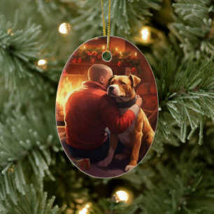 Ornamento De Cerâmica O Natal do Bombeiro Pitbull, Presente para Amantes