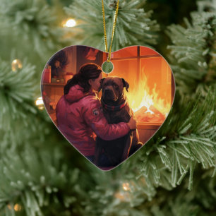 Ornamento De Cerâmica O Natal do Bombeiro Pitbull, Presente para Amantes