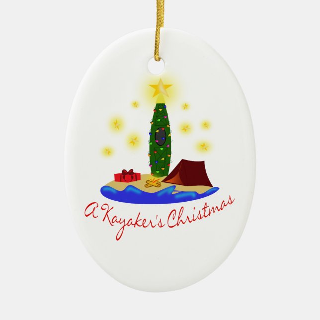 ORNAMENTO DE CERÂMICA O NATAL DO KAYAKER (Frente)