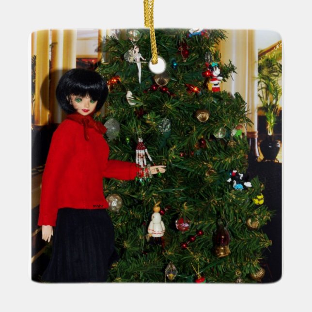 Ornamento De Cerâmica O Natal no Driskill, Austin de Verdi, Texas (Frente)