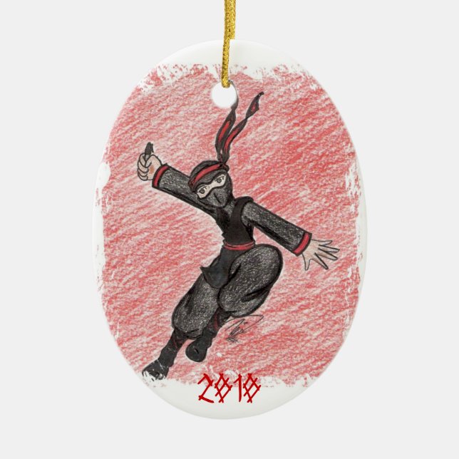 Ornamento De Cerâmica O Ninja de voo (Frente)