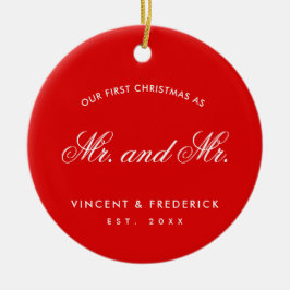 Ornamento De Cerâmica O nosso primeiro Gay de Natal - Novo Vermelho Foto