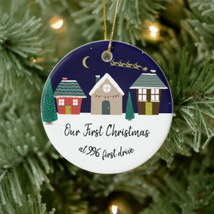 Ornamento De Cerâmica o nosso primeiro Natal na nossa nova casa