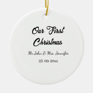 Ornamento De Cerâmica O nosso primeiro Natal, Sr. e Sra. casal, data