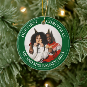 Ornamento De Cerâmica O nosso primeiro Natal, Sr. e Sra. Novamente elega