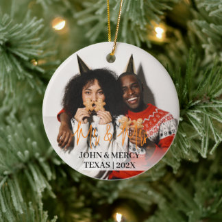 Ornamento De Cerâmica O nosso primeiro Natal, Sr. e Sra. Novamente elega