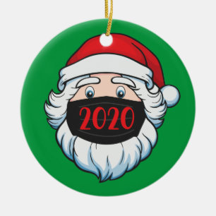 Ornamento De Cerâmica O Papai Noel Engraçado Vestindo o Femask 2020 Nat