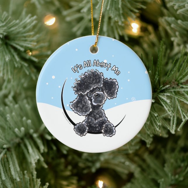 Ornamento De Cerâmica O Poodle Negro É Tudo Sobre Mim Natal (Árvore)