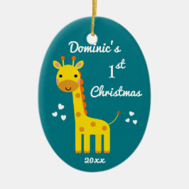 Ornamento De Cerâmica O presente de natal da primeira rua de Giraffe Bab