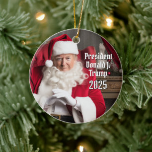 Ornamento De Cerâmica O Presidente Donald Trump Santa Claus Natal 2024